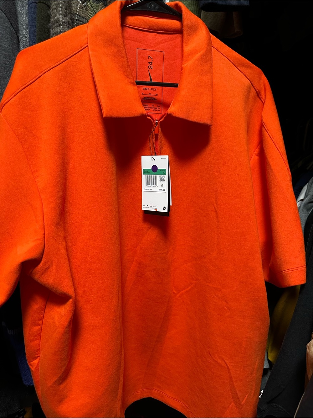 Nike Men's Orange Impossibly Soft Quarter-Zip Polo